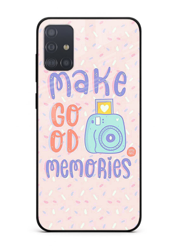 Make Good Memories pastel quote artwork Samsung A71 glass back cover