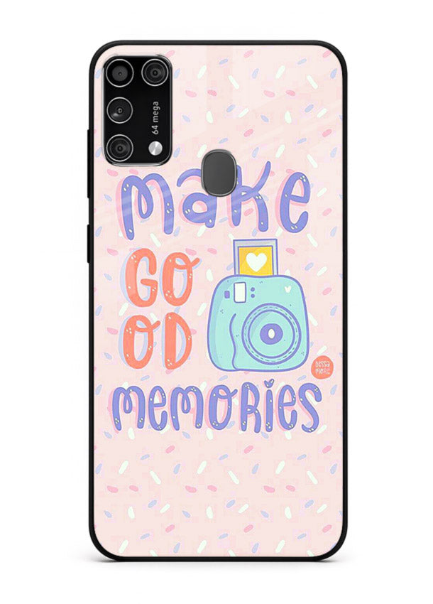 Make Good Memories pastel quote artwork Samsung M31 Prime glass back cover