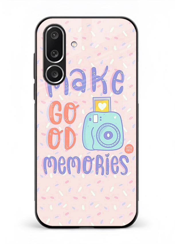 Make Good Memories pastel quote artwork Samsung M36 5G glass back cover