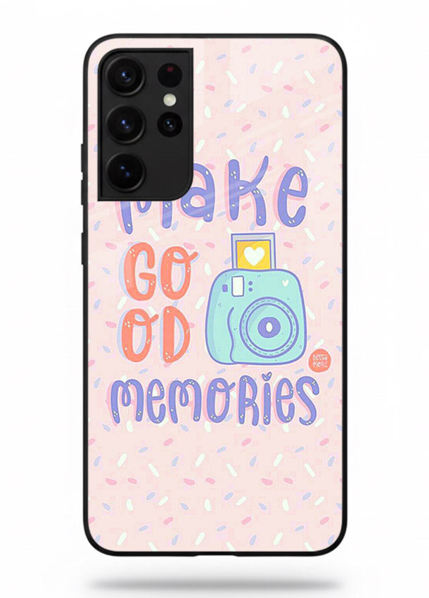 Make Good Memories pastel quote artwork Samsung S21 Ultra glass back cover