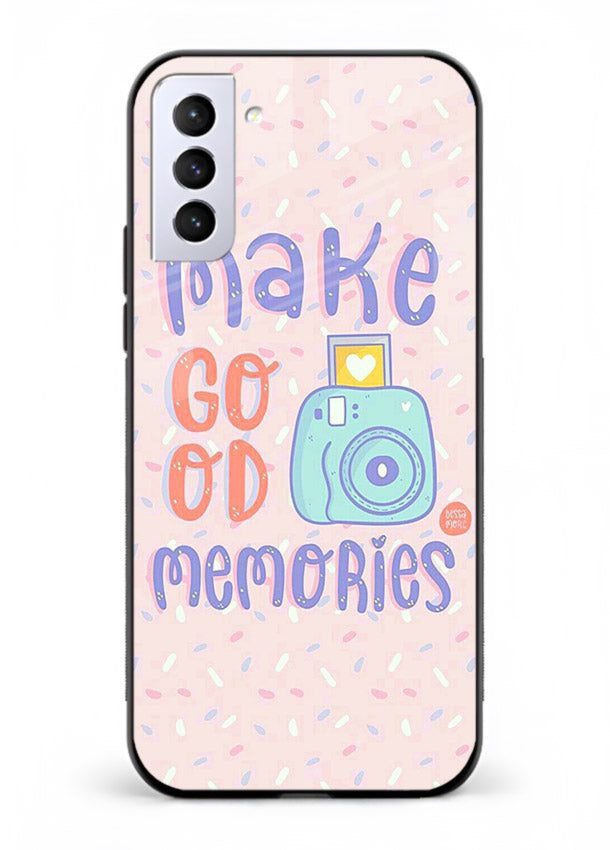 Make Good Memories pastel quote artwork Samsung S21 Plus glass back cover