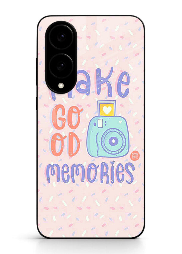 Make Good Memories pastel quote artwork Samsung S25 Edge glass back cover