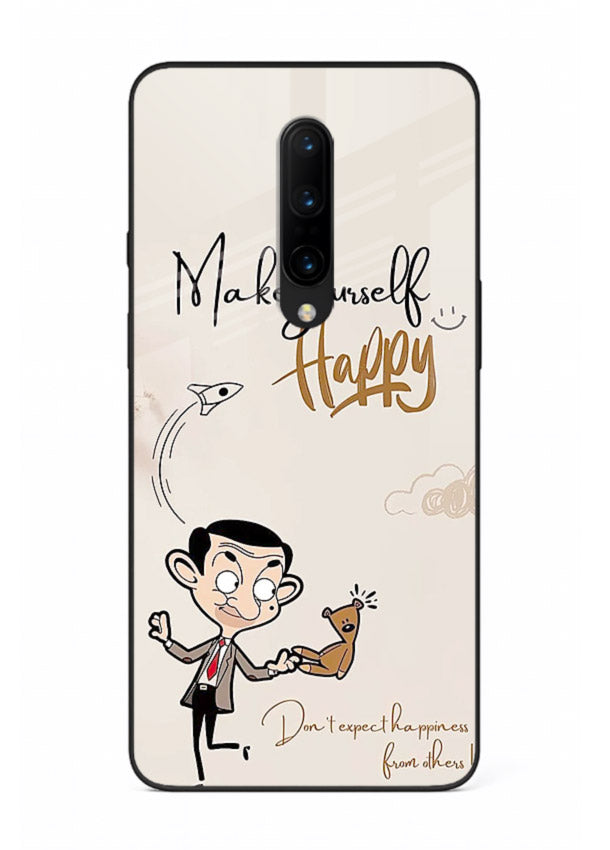 Playful character design printed on OnePlus 8 glass back cover with bright uplifting tones.