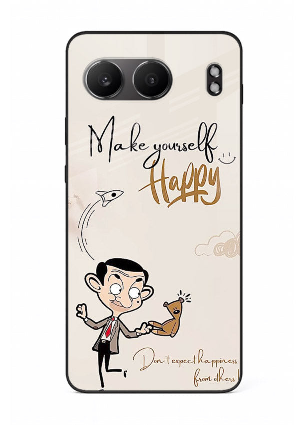 Playful character design printed on OnePlus Nord 4 glass back cover with bright uplifting tones.