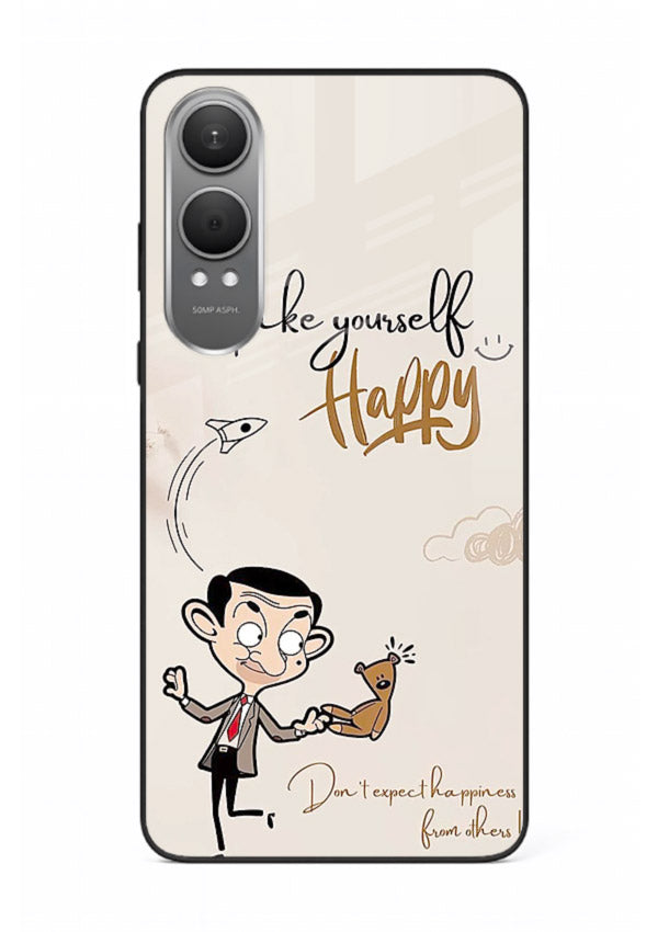 Playful character design printed on OnePlus Nord CE4 Lite glass back cover with bright uplifting tones.