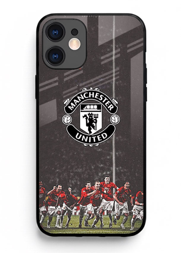 Football emblem design printed on tempered glass iPhone 11 back cover