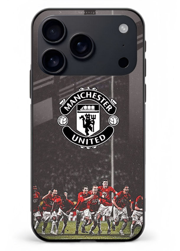 Football emblem design printed on tempered glass iPhone 18 Pro Max back cover