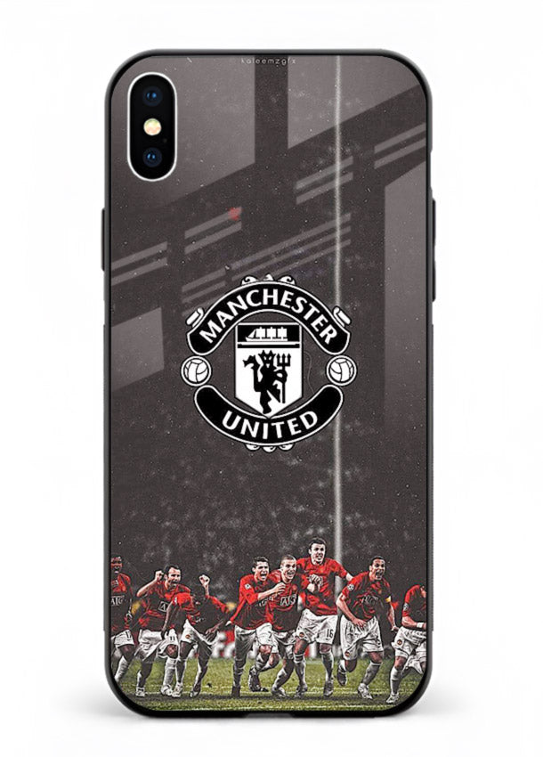 Football emblem design printed on tempered glass iPhone XS Max back cover