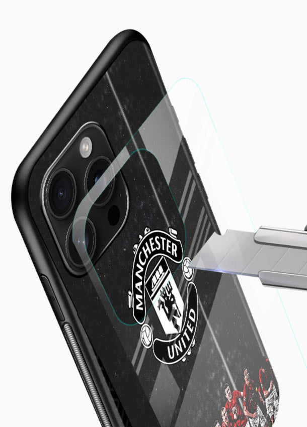 Football emblem design printed on tempered glass mobile back cover - 4