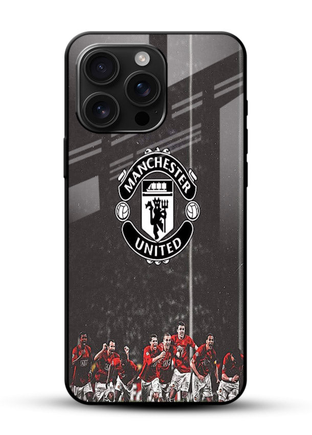 Football emblem design printed on tempered glass mobile back cover - 1