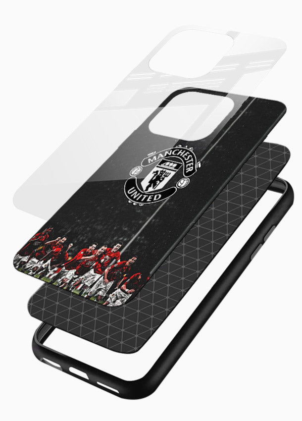 Football emblem design printed on tempered glass mobile back cover - 3