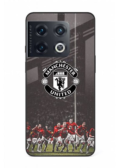 Football emblem design printed on tempered glass OnePlus 10 Pro back cover