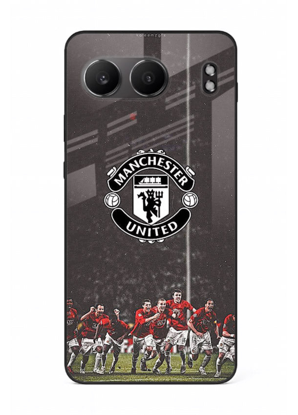 Football emblem design printed on tempered glass OnePlus Nord 4 back cover