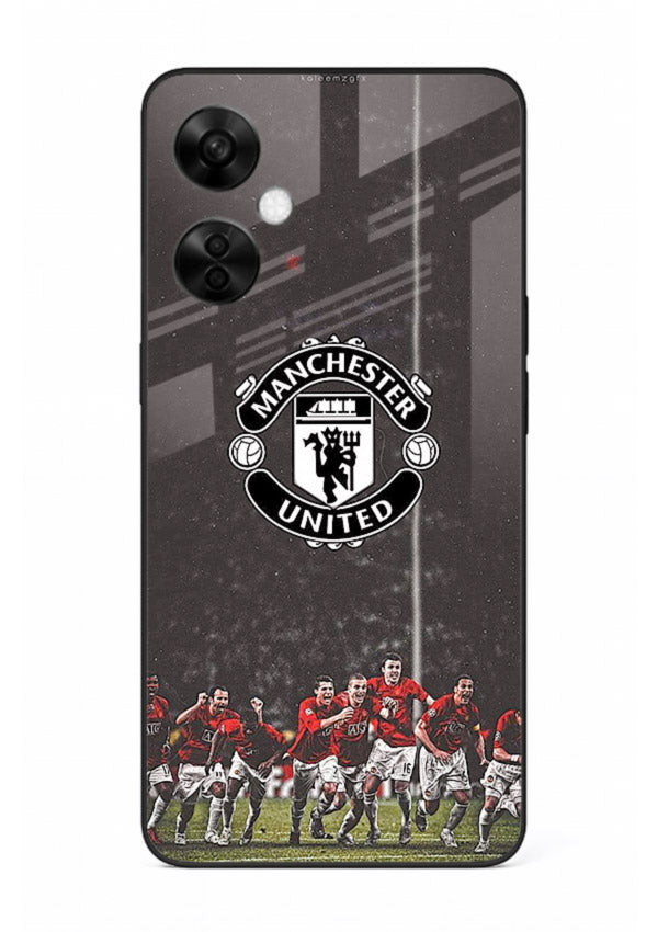 Football emblem design printed on tempered glass OnePlus Nord CE3 Lite back cover