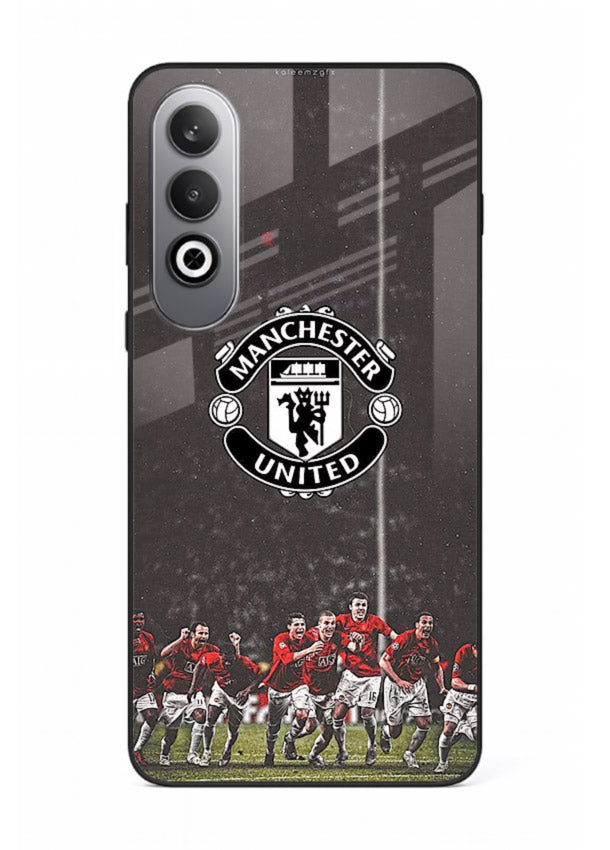 Football emblem design printed on tempered glass OnePlus Nord CE4 back cover