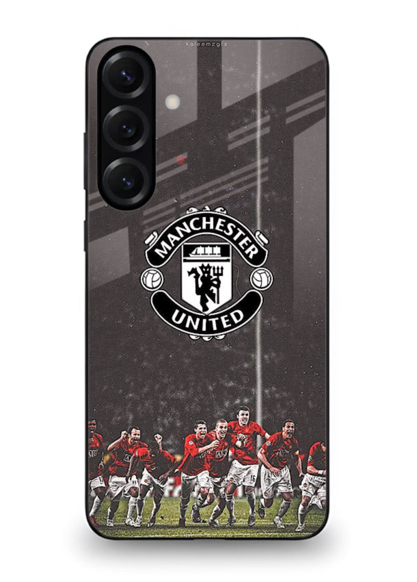 Football emblem design printed on tempered glass Samsung A36 5G back cover
