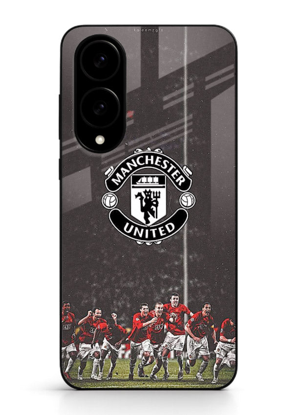 Football emblem design printed on tempered glass Samsung S25 Edge back cover