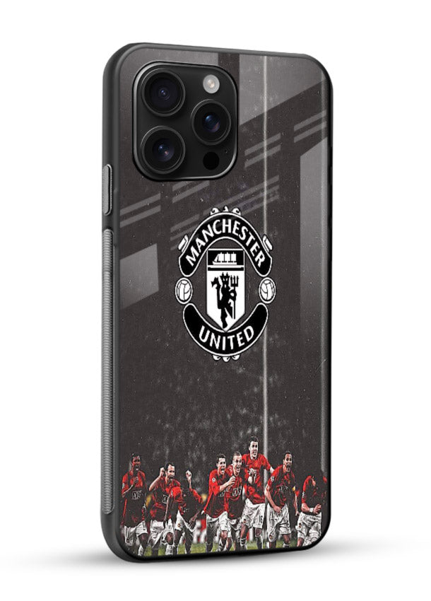 Football emblem design printed on tempered glass mobile back cover - 2