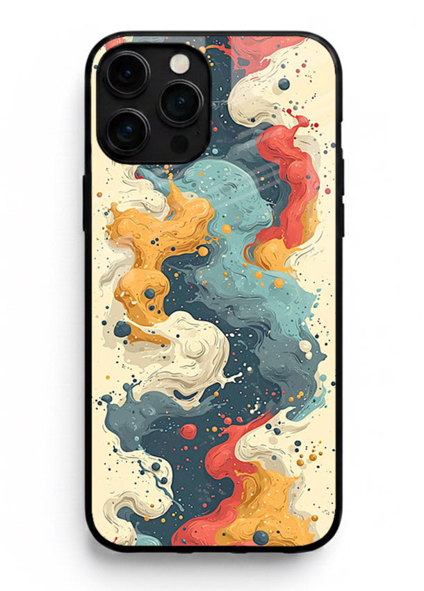 Marble Paint Swirl fluid marble pattern iphone 15 pro max glass back cover