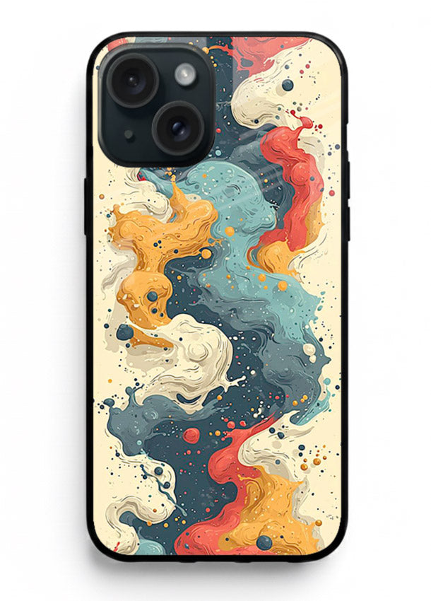 Marble Paint Swirl fluid marble pattern iphone 15 glass back cover