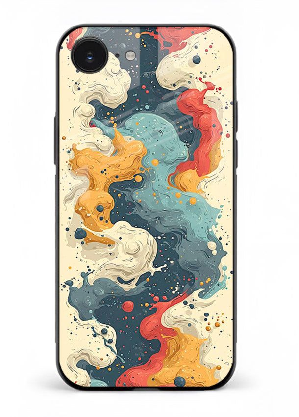 Marble Paint Swirl fluid marble pattern iphone 16e glass back cover
