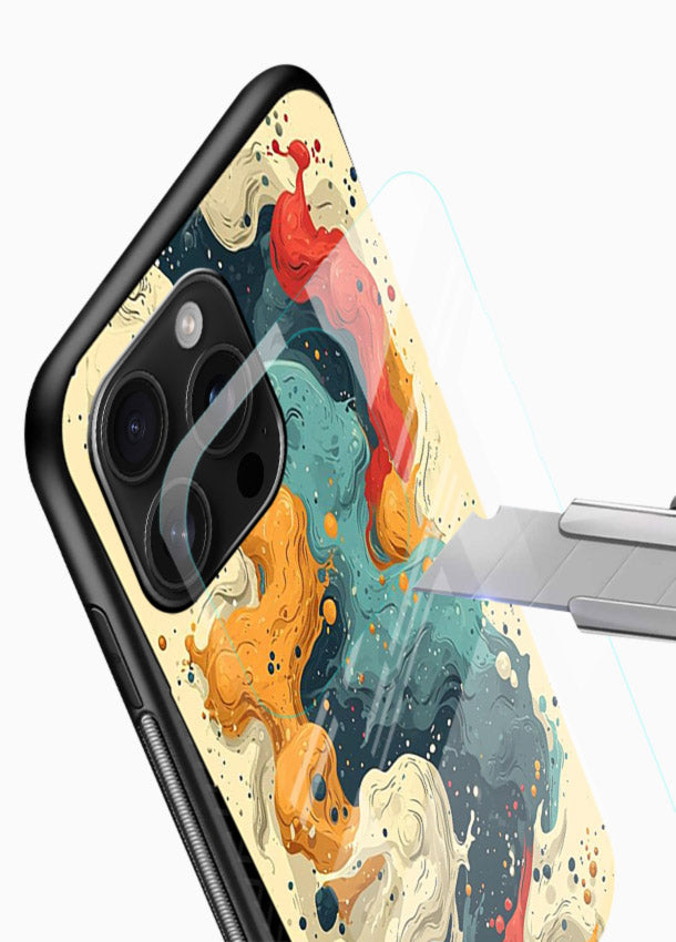 Marble Paint Swirl fluid marble pattern glossy vibrant premium glass back cover - Angle Blade
