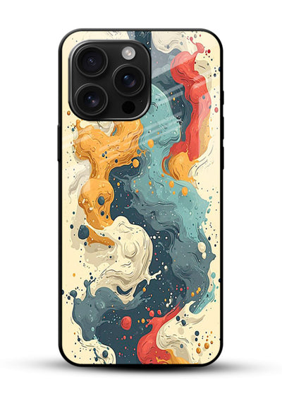Marble Paint Swirl fluid marble pattern glossy vibrant premium glass back cover - Angle Front