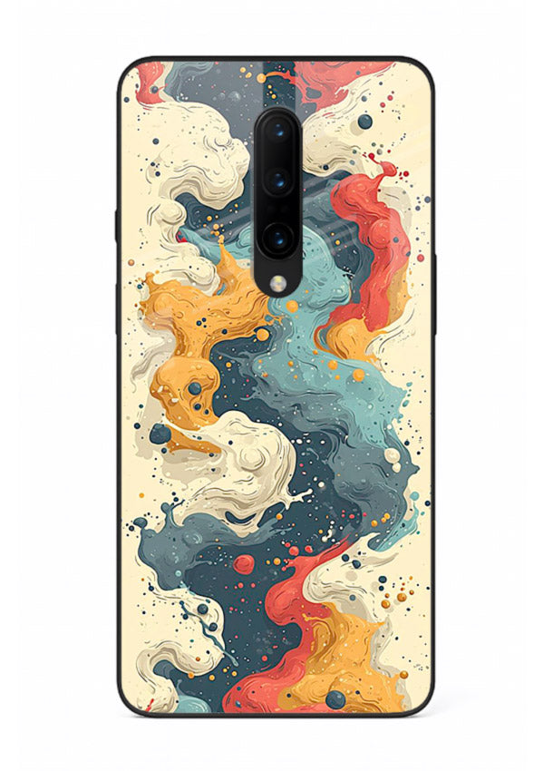 Marble Paint Swirl fluid marble pattern OnePlus 7T Pro glass back cover