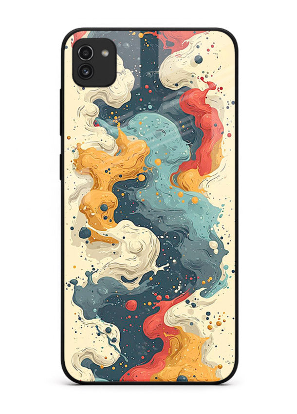 Marble Paint Swirl fluid marble pattern Samsung A03 glass back cover