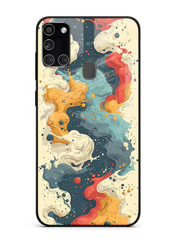 Marble Paint Swirl fluid marble pattern Samsung A21s glass back cover