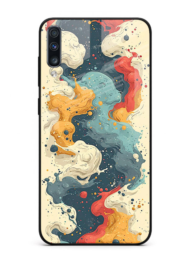 Marble Paint Swirl fluid marble pattern Samsung A70 glass back cover