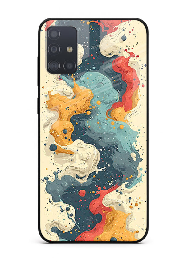 Marble Paint Swirl fluid marble pattern Samsung A51 glass back cover