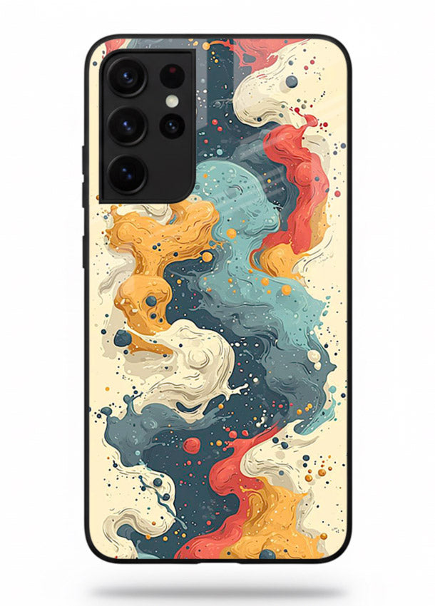 Marble Paint Swirl fluid marble pattern Samsung S21 Ultra glass back cover
