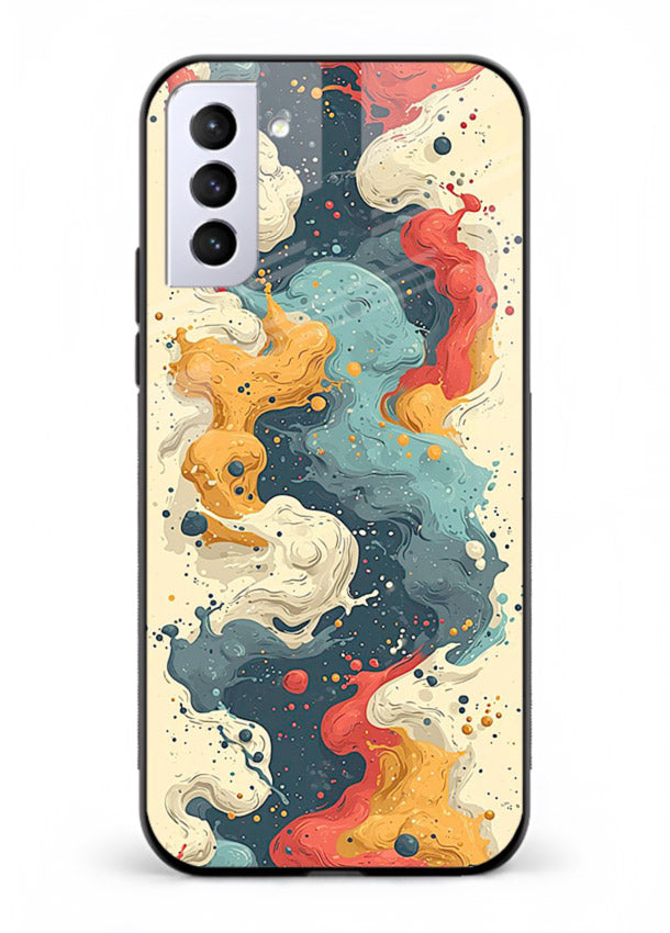 Marble Paint Swirl fluid marble pattern Samsung S21 Plus glass back cover