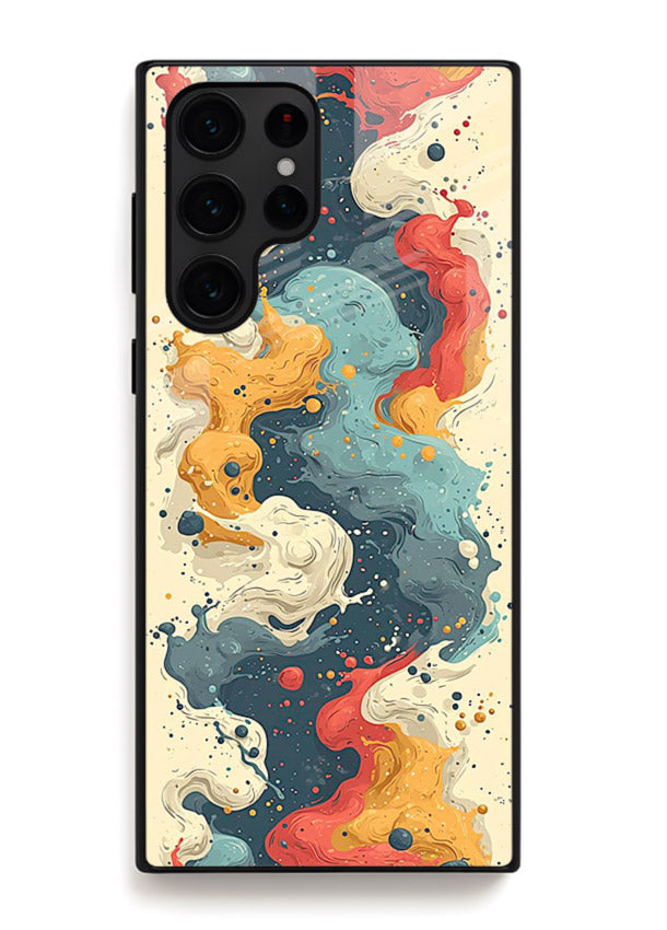 Marble Paint Swirl fluid marble pattern Samsung S24 Ultra glass back cover
