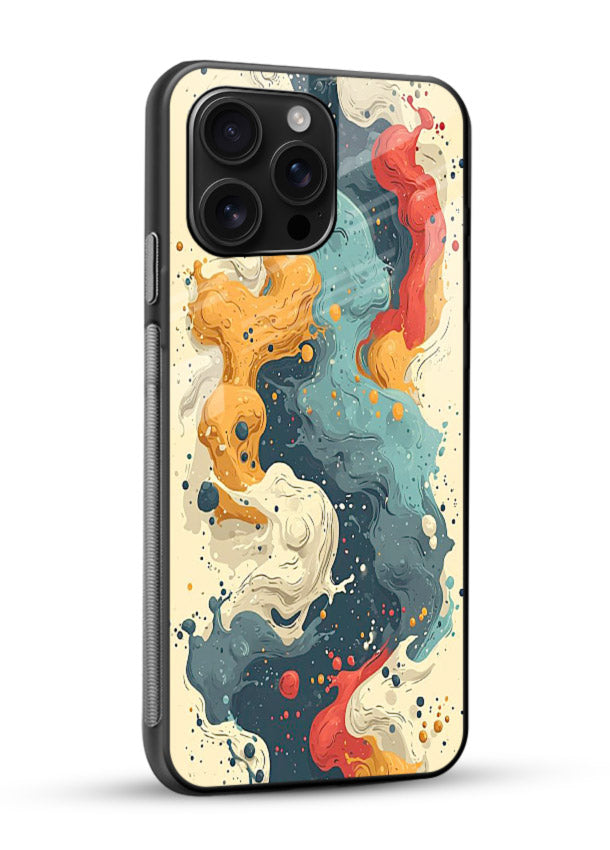 Marble Paint Swirl fluid marble pattern glossy vibrant premium glass back cover - Angle Side