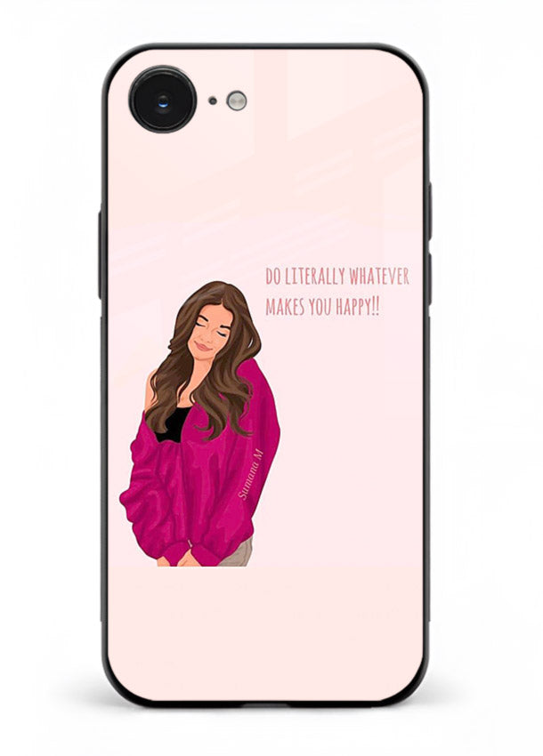 Maroon Sweater Girl portrait artwork iphone 16e glass back cover