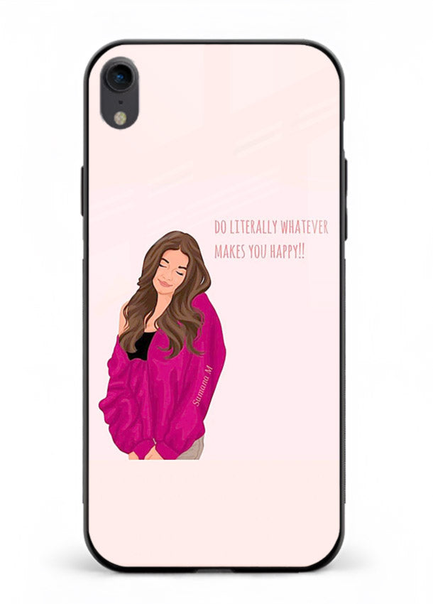 Maroon Sweater Girl portrait artwork iphone xr glass back cover