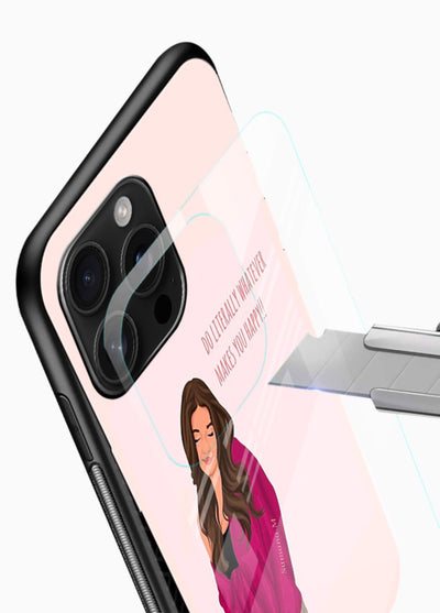 Maroon Sweater Girl portrait artwork glossy vibrant premium glass back cover - Angle Blade