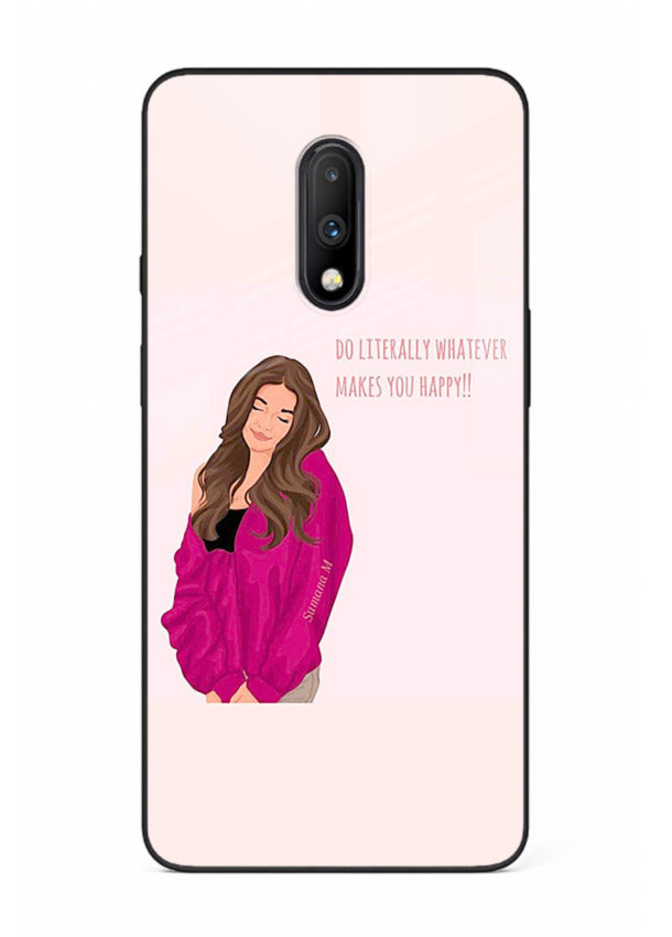 Maroon Sweater Girl portrait artwork OnePlus 7 glass back cover