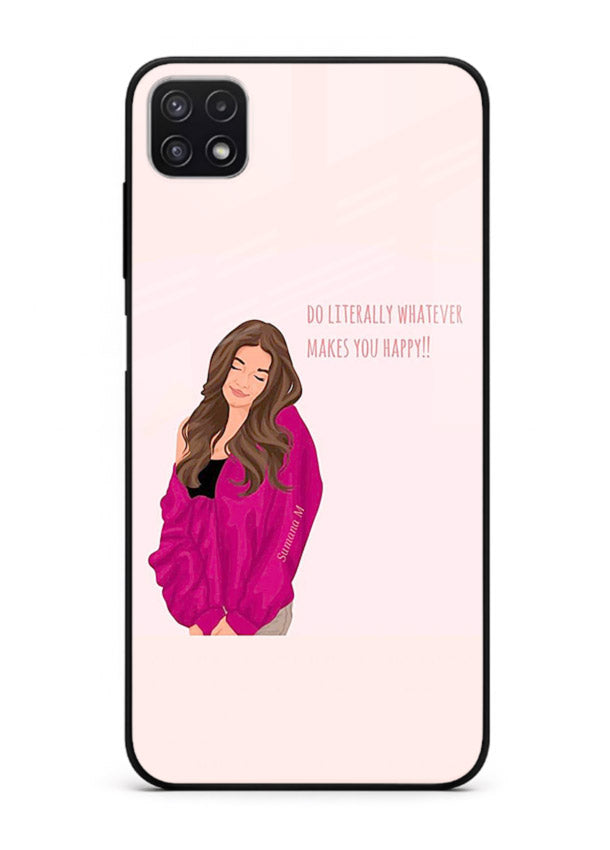 Maroon Sweater Girl portrait artwork Samsung A22 5G glass back cover