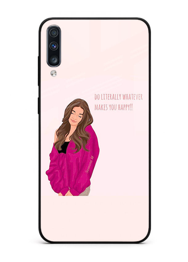 Maroon Sweater Girl portrait artwork Samsung A70 glass back cover