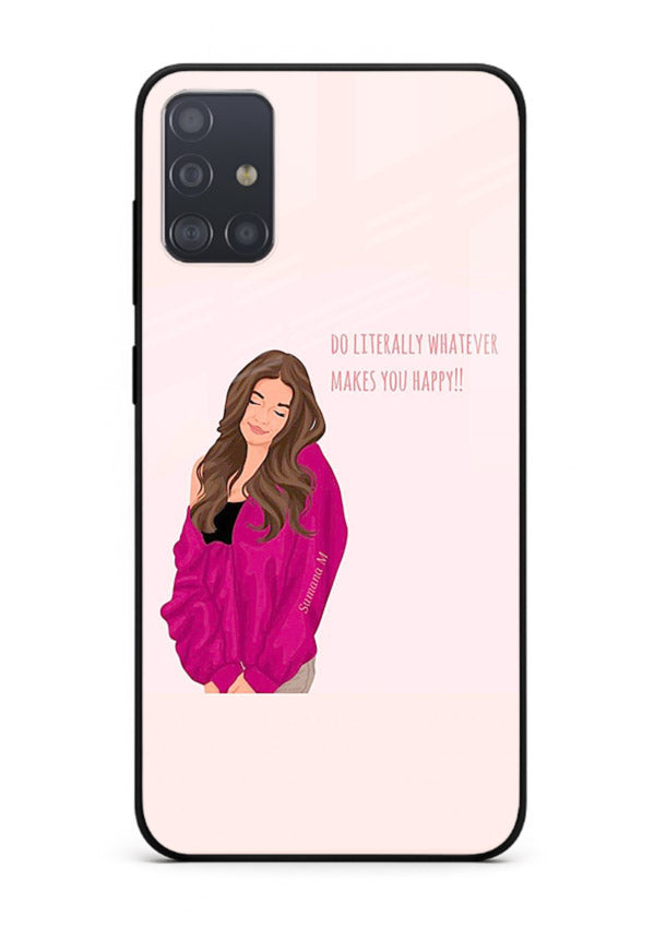 Maroon Sweater Girl portrait artwork Samsung A51 glass back cover