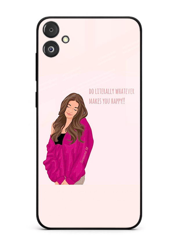 Maroon Sweater Girl portrait artwork Samsung F04 5G glass back cover