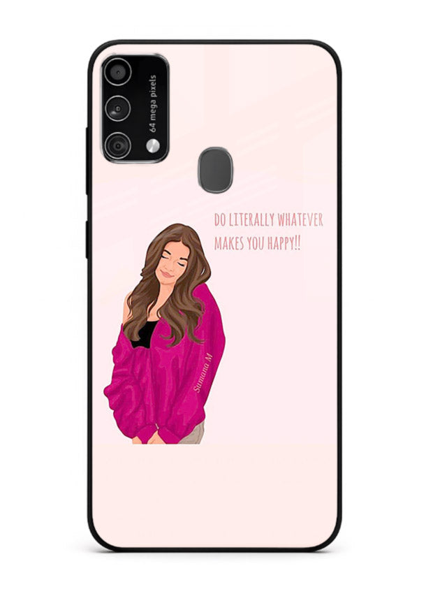 Maroon Sweater Girl portrait artwork Samsung F41 glass back cover