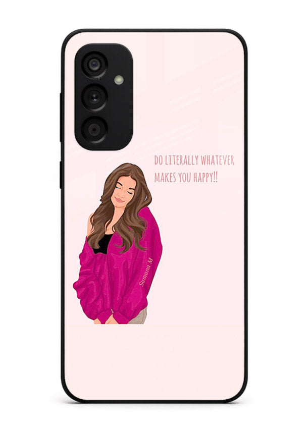Maroon Sweater Girl portrait artwork Samsung M15 5G glass back cover