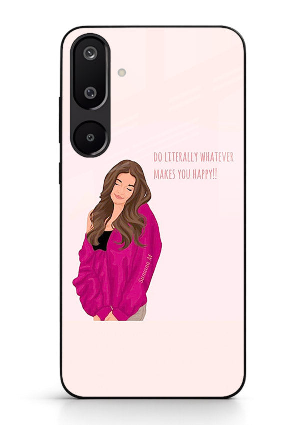 Maroon Sweater Girl portrait artwork Samsung M16 5G glass back cover