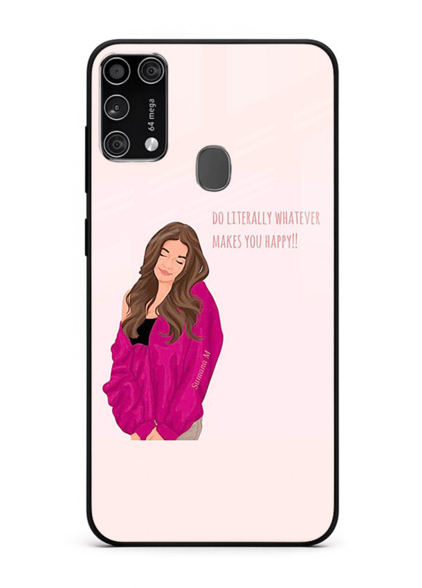 Maroon Sweater Girl portrait artwork Samsung M31 Prime glass back cover