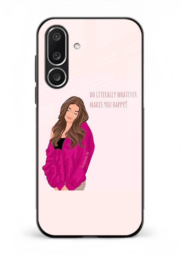 Maroon Sweater Girl portrait artwork Samsung M56 5G glass back cover