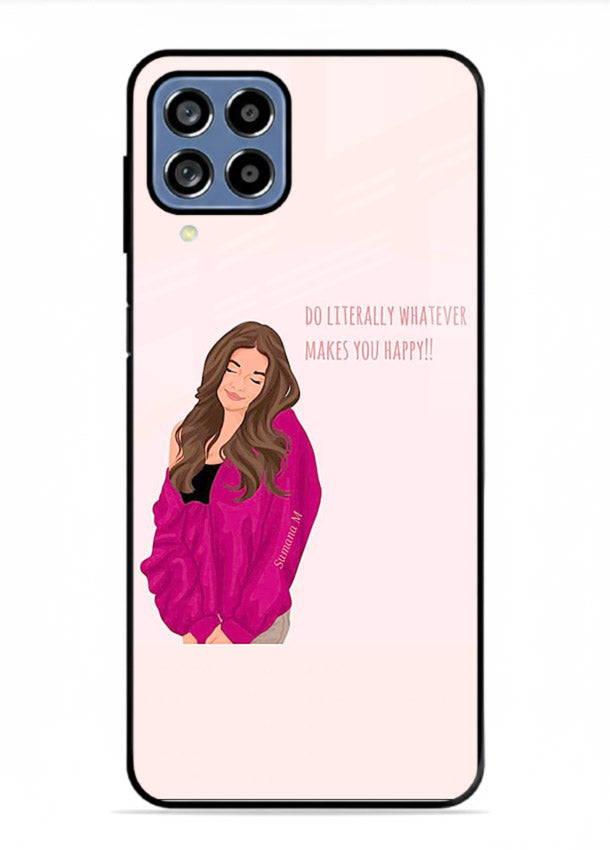 Maroon Sweater Girl portrait artwork Samsung F62 glass back cover